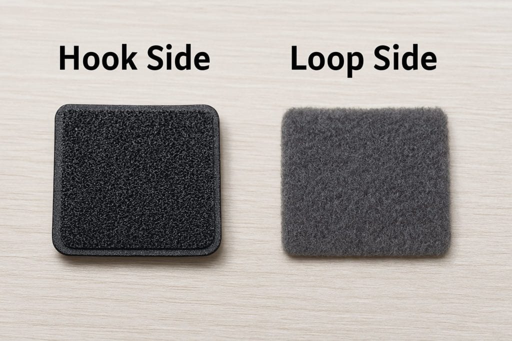 infographic showing the hook and loop side of a custom patch