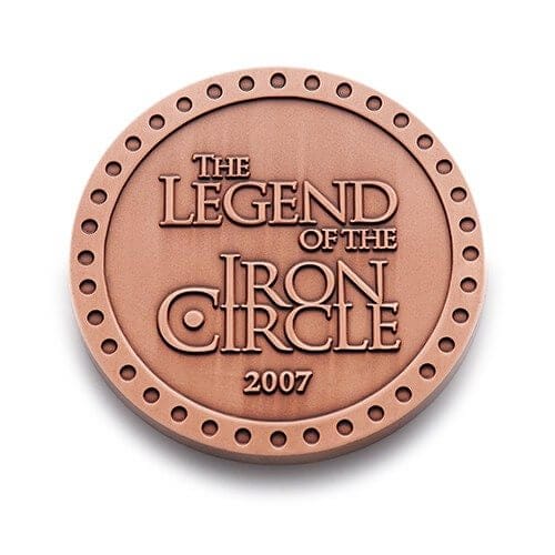 antique copper legend of the iron circle coin