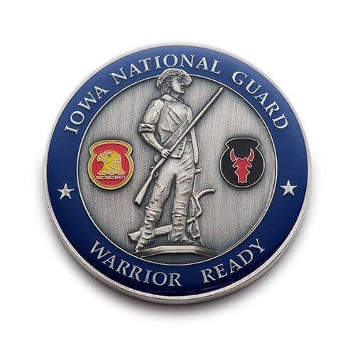 blue and silver iowa natinal guard coin