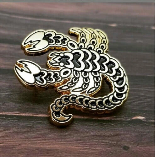 custom shaped scorpion lapel pin design