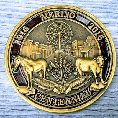centennial custom gold coin with fair logo