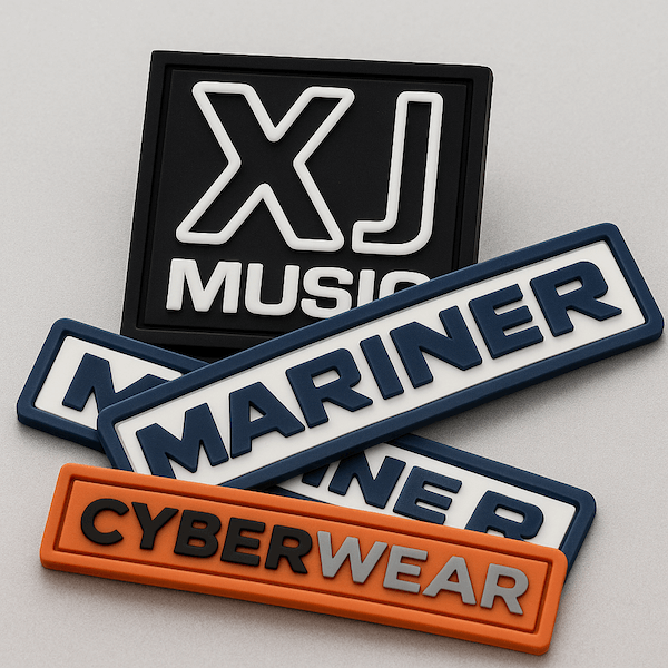 group shot of four custom PVC labels