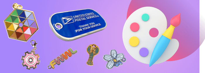 graphic showing charms with many enamel colors