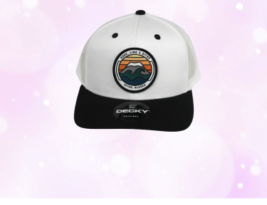 custom Decky hat with colorful patch